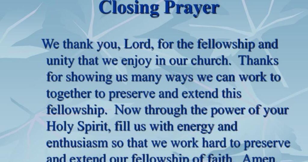 Closing Prayer for Fellowship
