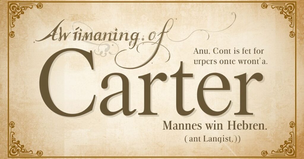 Carter Name Meaning in Hebrew