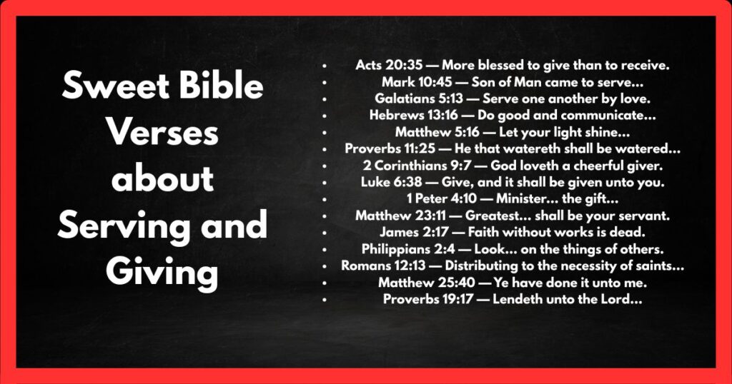 Sweet Bible Verses about Serving and Giving
