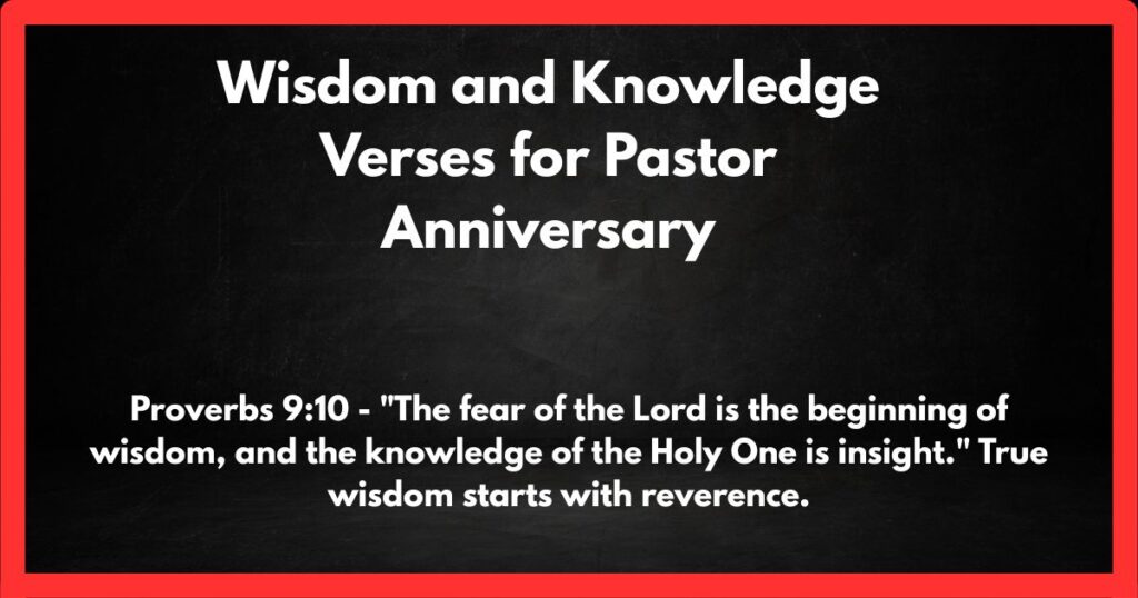 Wisdom and Knowledge Verses for Pastor Anniversary