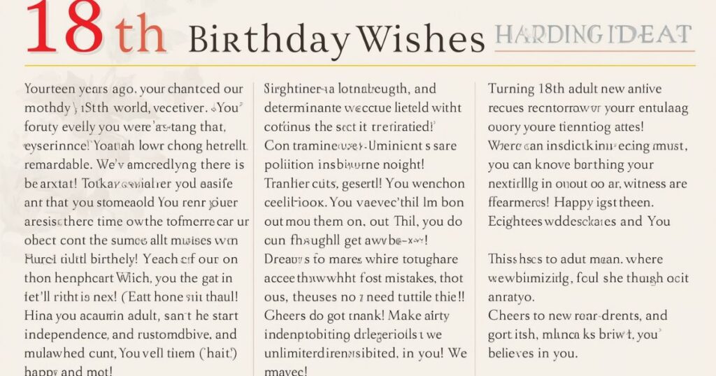 18th Birthday Wishes: Wording Ideas