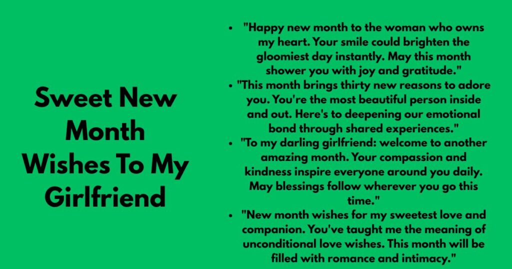 Sweet New Month Wishes To My Girlfriend